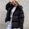 Fashion Coat with Removable Hood Cotton Jacket Winter Warm Windproof Loose Cotton Jacket Loose Parka Outerwear Clothing